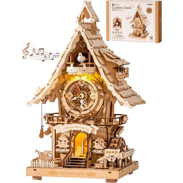 ROKR Puzzle 3D Horloge à Coucou LC901 - Maquette en Bois Artisanale