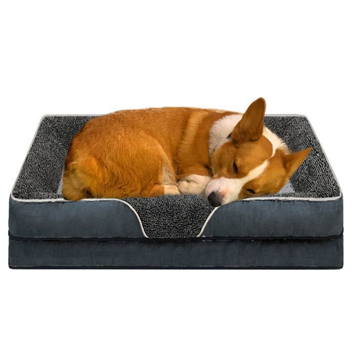 Comparer les prix de Lit de ChienTaille M Panier Chien pour Animal de Compagnie en Mousse à Mémoire Coussin Chien avec Housse Lavable Amovible-Gris M