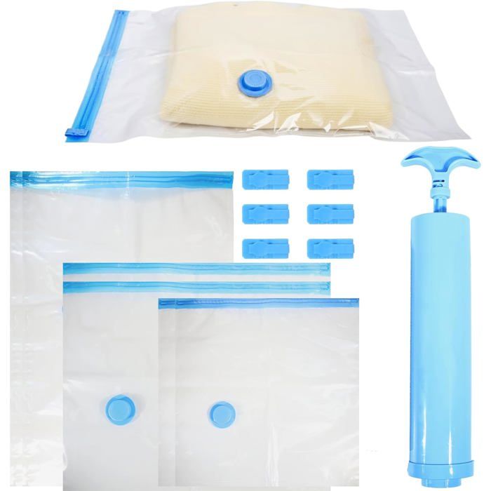 Sac Sous Vide Vêtement Aspirateur Sacs de Rangement Sous Vide pour Couettes Plusieurs:2 Grands 2 Moyens 2 Petits (6 Pièces)