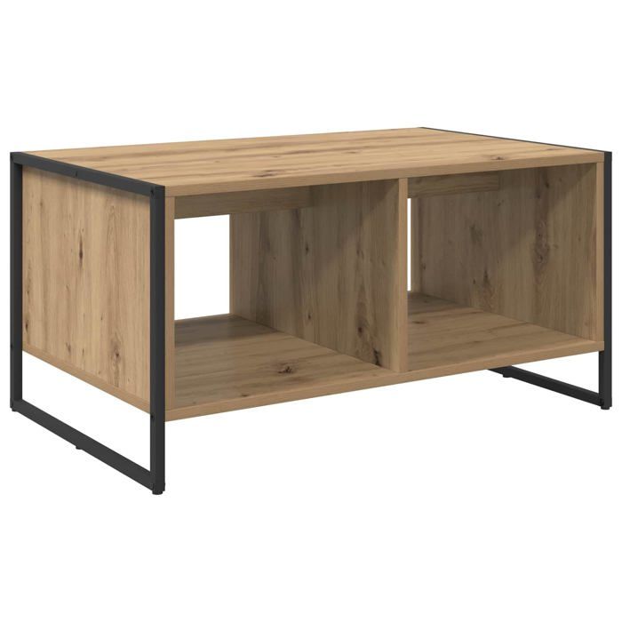 Table basse industrielle - vidaXL - Chêne Artisan - Bois dingénierie - 80x50x40 cm - Rectangulaire - Pieds en acier