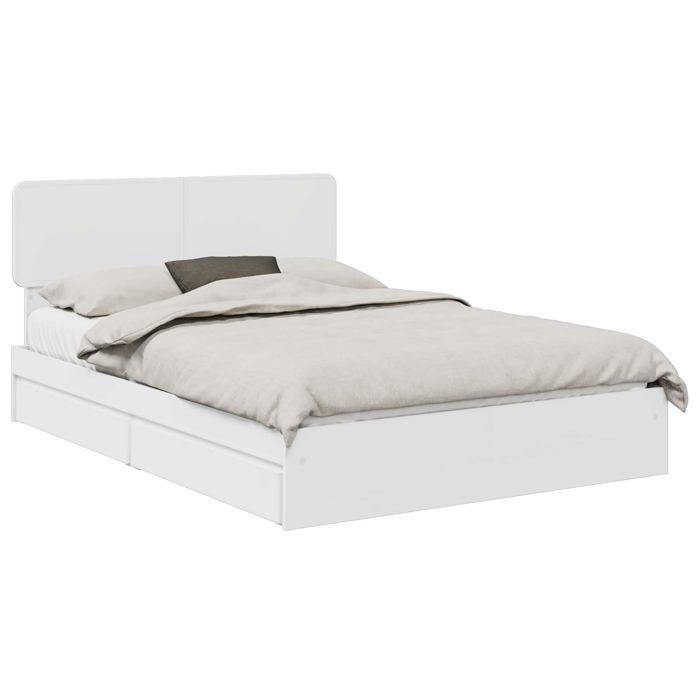 Lit de rangement - vidaXL - 140x190 cm - Blanc - Bois dingénierie - Tiroirs intégrés - Cadre à lattes Lit de rangement - vidaXL - 140x190 cm - Blanc - Bois dingénierie - Tiroirs intégrés - Cadre à lattes