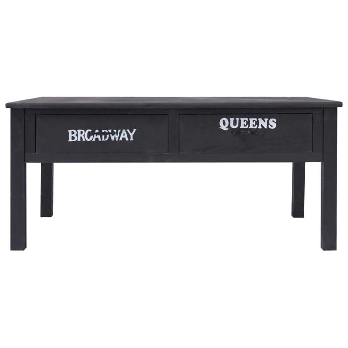 Table basse en bois noir - MEUBLECHIC - 100x50x45 cm - Bois de paulownia et peuplier - 2 tiroirs coulissants