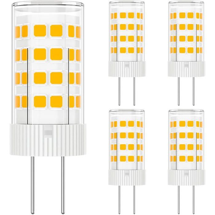 Ampoules G4 LED AC/DC12 5W Équivalent 50W Halogène Lampe 3000K Blanc Chaud Non DimmableLot de 5 [Classe énergétique F]