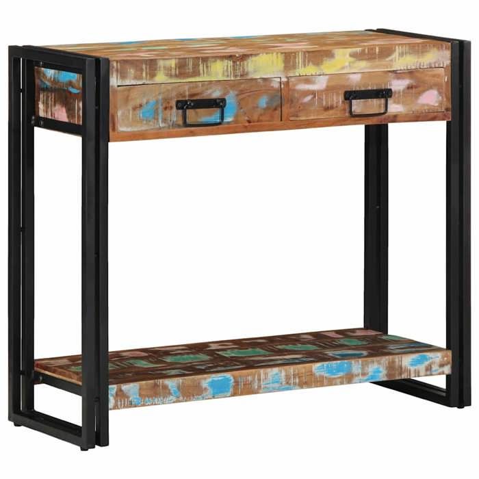 NEW 2026 Table dappoint( 1 pc) - Console meuble - Multicolore 90x33x75 cm Bois Recyclé Solide L1157