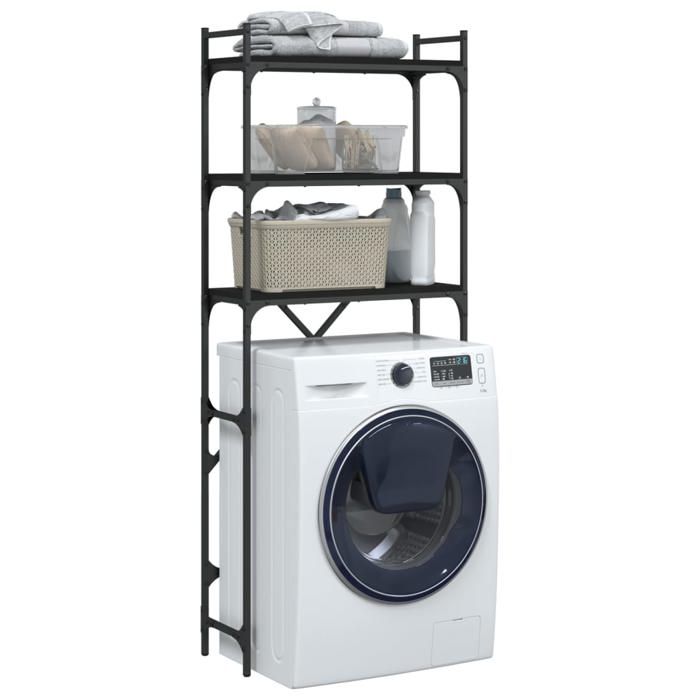 Maison SoldesArmoire lave-linge au-Dessus/Étagère de Toilettes Étagère WC - noir 67x25x163cm bois dingénierie Moderne359167