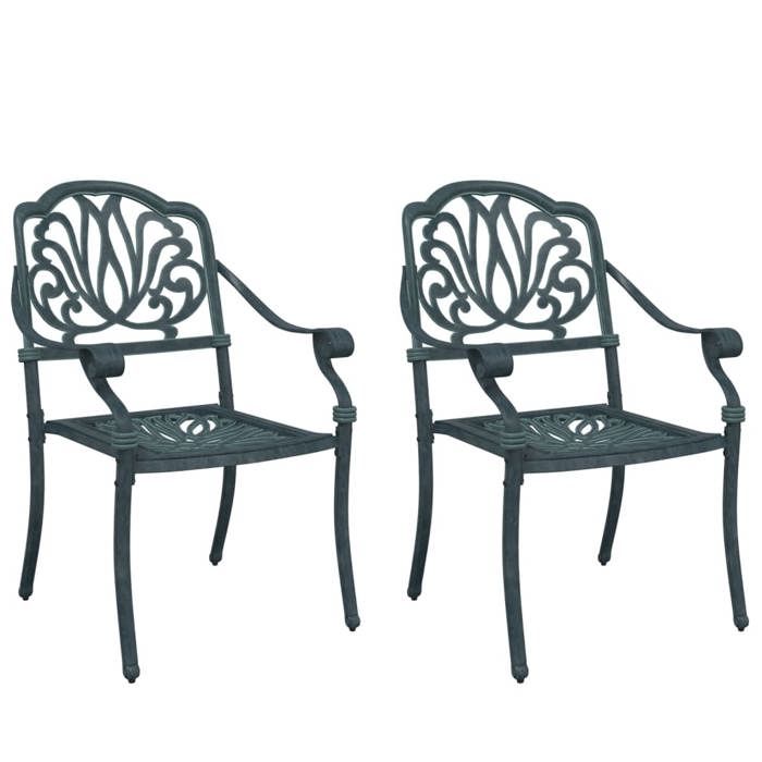 STAR SALE® Chaises de jardin (2 pcs) - Sièges de jardin - vert aluminium coulé 65x63x91 cm T1985