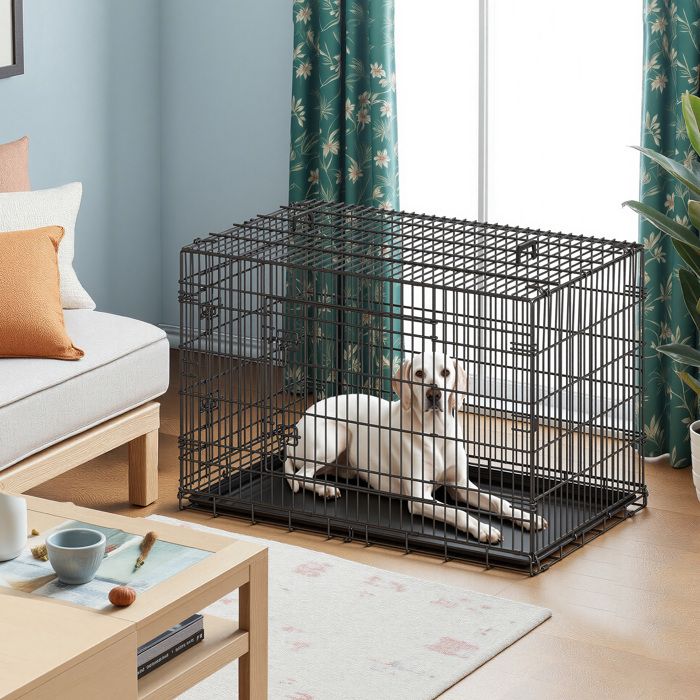 Cage pour Chien 2 Portes Robuste pour Intérieur 122 x 745 x 805 cm Noir