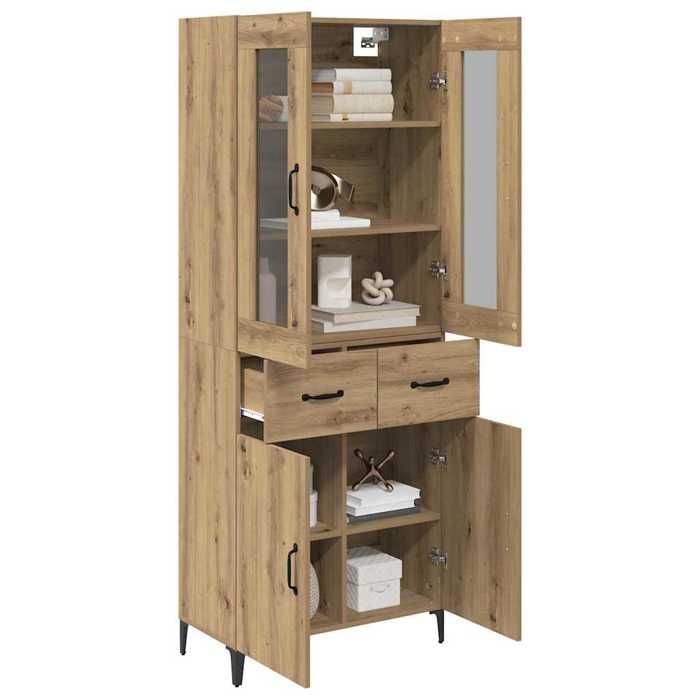 Vaisselier de cuisine - Marron - Haut Armoire - SWEETY - avec rangement - Montage mural Chêne artisanal - 69 5x34x180cm LH8038388