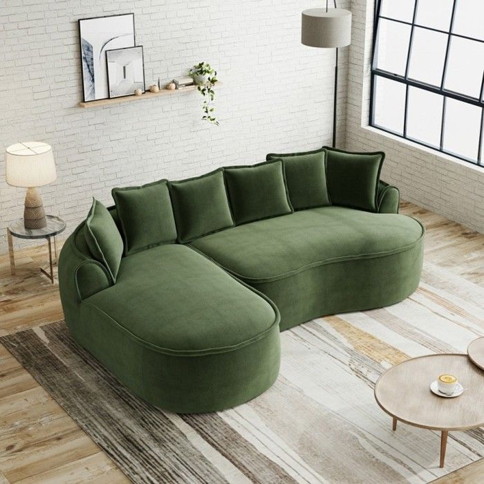 Canapé dAngle Modulaire sans Cadre Tissu Chenille Cloud en Mousse Forme en L Assise Profonde Accoudoirs Larges Chaise Longue