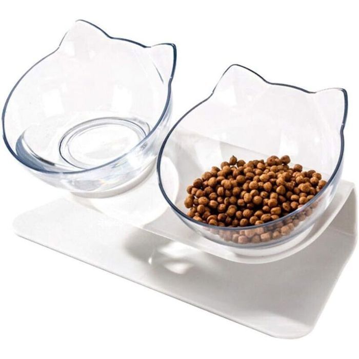 Bol Orthopédique Anti-vomissements pour Animaux de Compagnie avec Support Surélevé Mangeoire pour Chat à Double Bol Plate-Forme
