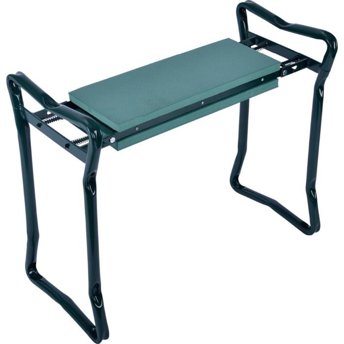 Banc de Jardinage Pliable et Confortable Robuste avec revêtement en Mousse EVA Dimensions 58 x 28 cm Couleur Vert.