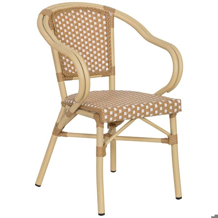 Fauteuil en rotin synthétique crème 57x57x84 cm Fauteuil en rotin synthétique crème 57x57x84 cm