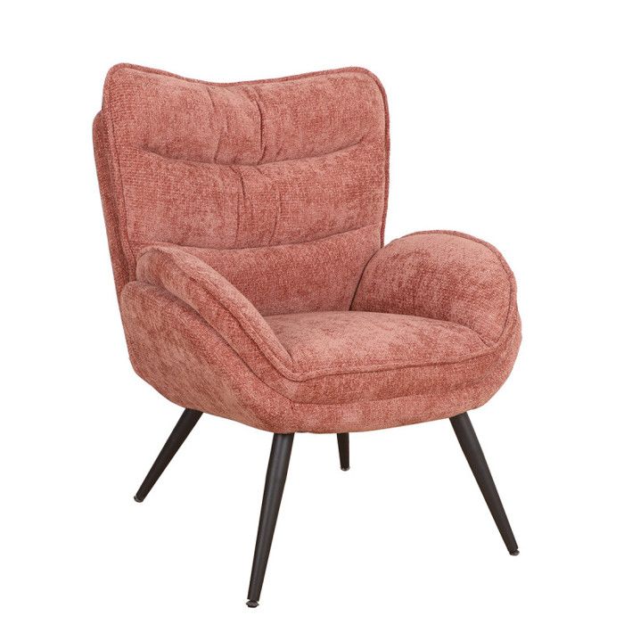 Fauteuil bas Tiago tissu terracotta pieds métal Takasit