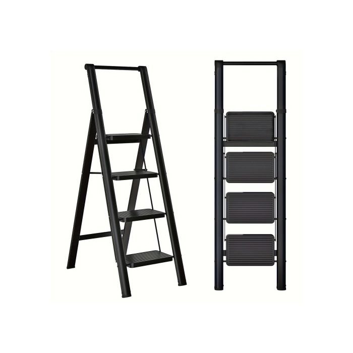 Maison Escabeau pliable 4 marches poignée supérieure marches larges 20×30cm épaisseur 5cm charge stable intérieur extérieur