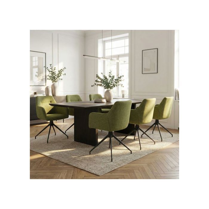 Lot de 2 chaises avec accoudoirs pivotantes tissu vert - MORINI