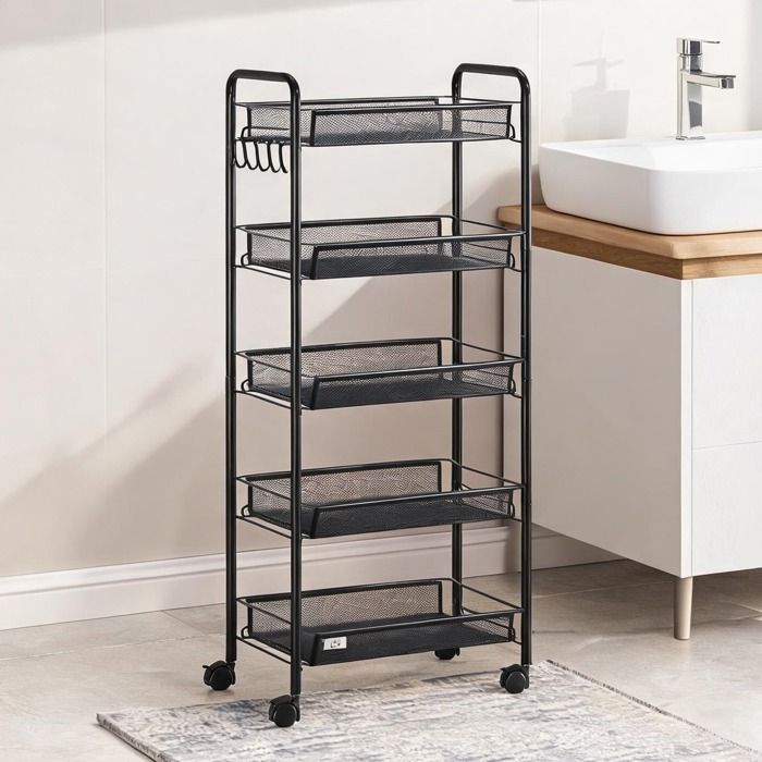 Colonne De Salle De Bain Armoire De Salle De Bain - 5 x 106 cm and noir Storage Cabinets with 17.7 x 10.4 x 41.7 in Acier 45 x 26