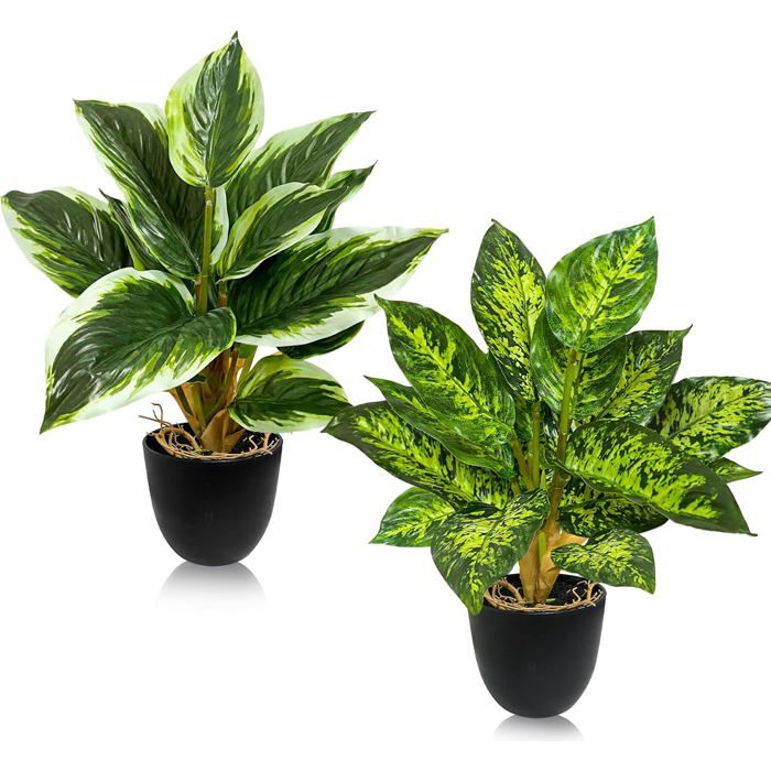 2 Pièces Plantes Artificielles Plantes Artificielles Intérieur Fausses Plantes Vertes En Pot Salon Bureau Cuisine Salle Vert[AT114]