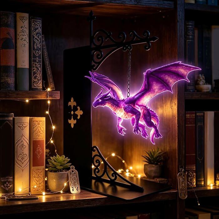 Mini Lampe de Bibliothèque Dragon LED Lampe dÉtagère Vintage avec Lanterne Dragon Flottant Lumière Chaude Décorative VEILLEUSE