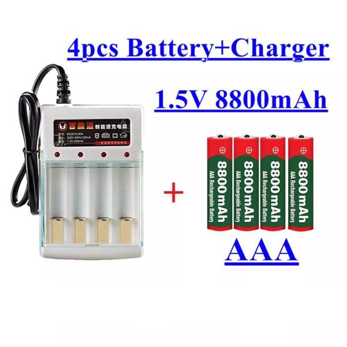 Chargeur 4pcs batterie 1,5V-Batterie Rechargeable Aaa 8800 Mah, 1.5 V, 8800  Mah, Nouveau, Alcalinas, Tambour, - Cdiscount Bricolage