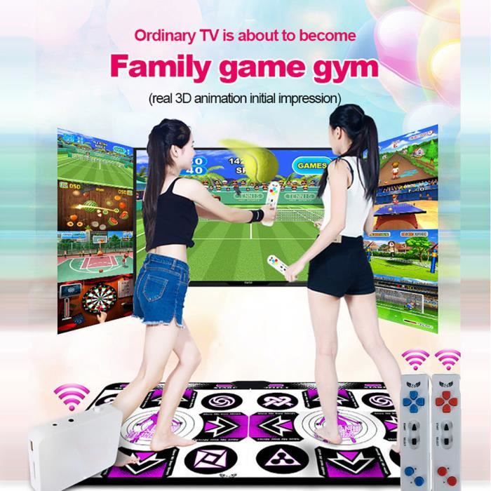Double Tapis De Danse Musical 4-en-1 – 200 Jeux, 100 Chansons, 42 Séances Yoga, 2 Manettes Sans Fil – HDMI, TV/ordinateur – 164x93 Cm – Livré Avec 2 Contrôleurs
