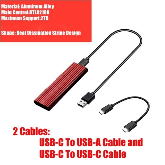 Boitier de SSD Externe USB 3.1 Portable NVMe Noir Metalique Solide