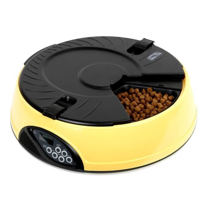 Distributeur Automatique Nourriture Croquette Pour Chat Chien Bols D Alimentation Programme 6 Repas Ecran Lcd 32 4x9cm Jaune Cdiscount
