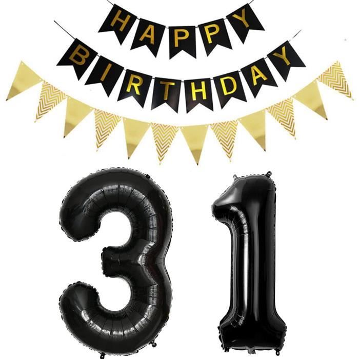 Lot De 2 Ballons En Forme De Chiffre 31 Noir Et Dore Decoration D Anniversaire 31 Ans Pour Homme Et Femme 1099 Cdiscount Maison