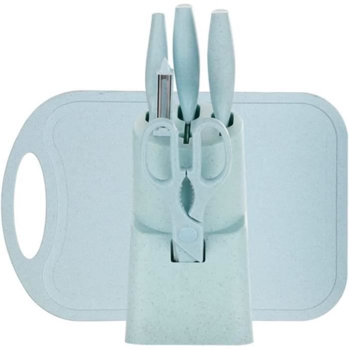 Porte-couteau Rotatif Tyenaza Blanc - Bac Récupérateur Amovible, Fente Pour Ciseaux, Rangement Comptoir - 2