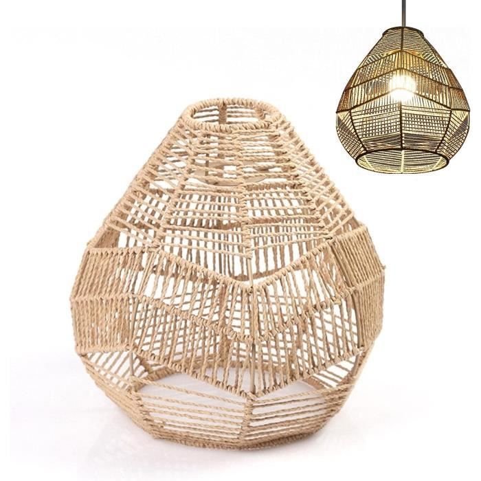 Abat-Jour En Corde De Papier Tissé Bohème - Protection Lampe Salon Et Bureau - 19x12 Cm