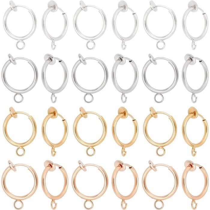 Convertisseurs Boucles D'oreilles Clip Clips Pour Boucles D'Oreilles PandaHall - 20 Paires En Laon, 4 Couleurs Accessoires Créoles