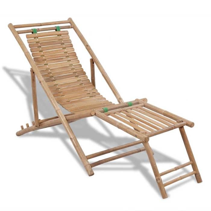 Chaise longue transat dextérieur avec repose-pied bambou 02_0011887