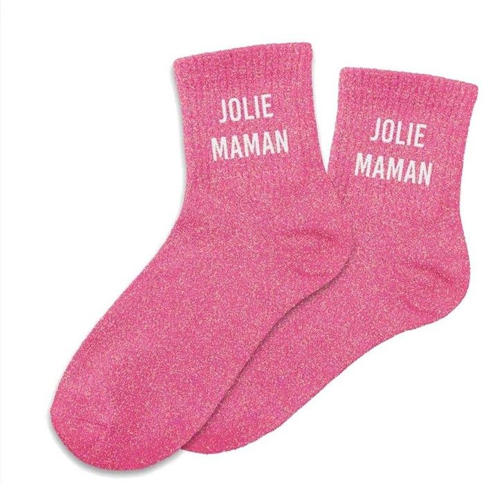 Chaussettes à Paillettes à Message Miss Parfaite - Rose Babydoll | WOOM