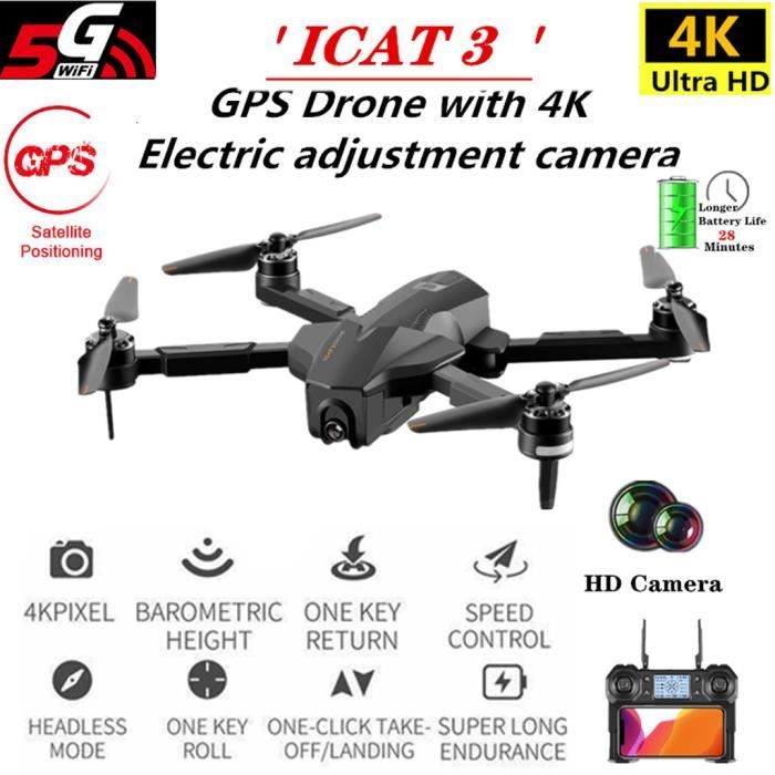Drone FPV Pliable 4K Avec 5G WIFI, Rotation 360°, Caméra HD, Blanc Et Noir