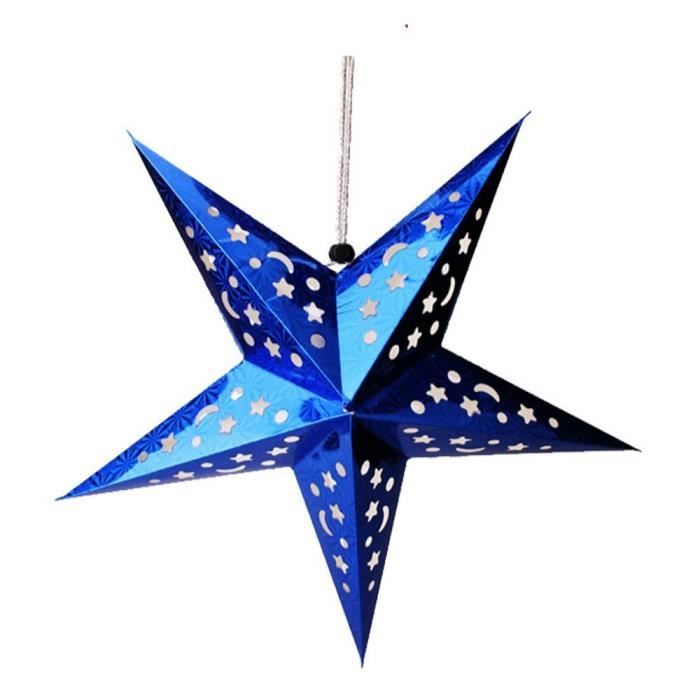 12pcs étoile De Noël Pliée Bleu Etoile Abat Jour De Lanterne En Papier Decoration Suspendue Pour Noel Mariage
