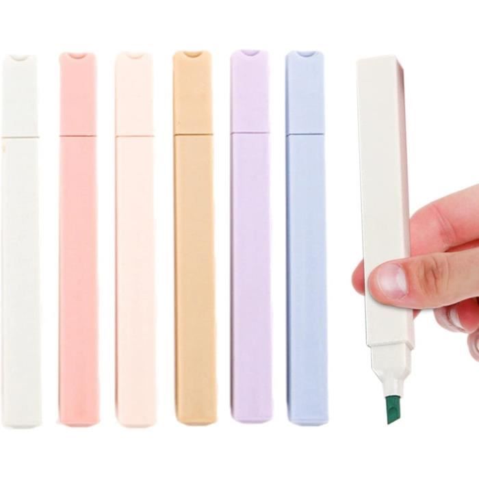Pack De 6 Surligneurs Pastel Avec 6 Stylos Fineliner Noirs, Stylos Gel