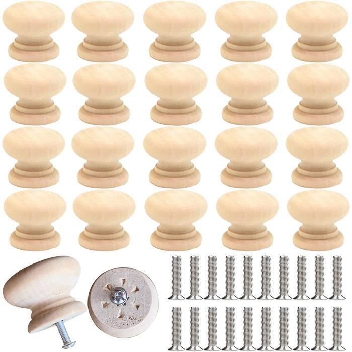 6 Pièces Champignon Bois Brut Armoire Tiroir Armoire Boutons Porte