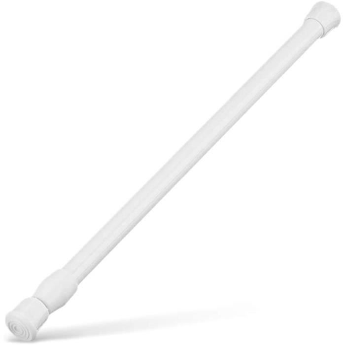 Tringle à Rideau Télescopique Extensible à Ressort Blanc 55 ~ 90 Cm[426