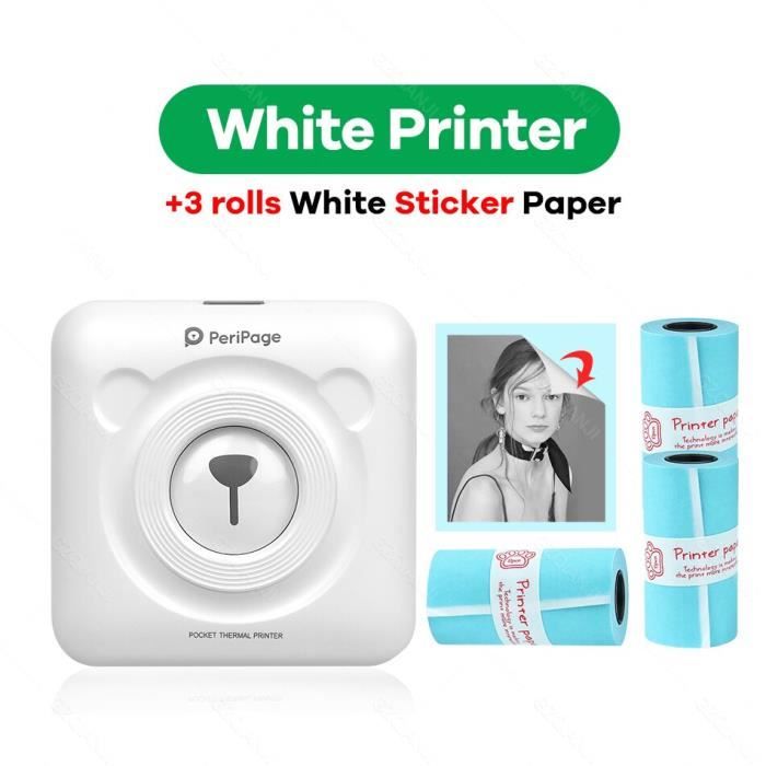 PeriPage Imprimante Portable Mini A6 Blanche – 203 DPI, Bluetooth – état Neuf