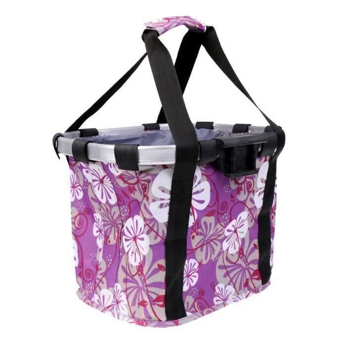 Violet SNOWINSPRING Panier de Velo Guidon Sac de Rangement Amovible Pliable Etanche Transporteur Stockage Bicyclette 36x26x24cm Support