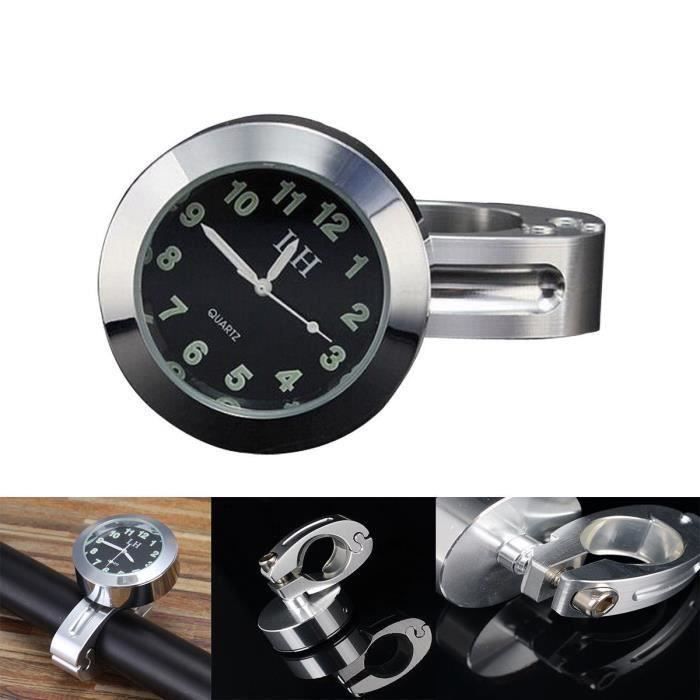 Montre Guidon Moto Étanche Argent - Horloge Universelle Aluminium Pour Guidon, Accessoire Moto