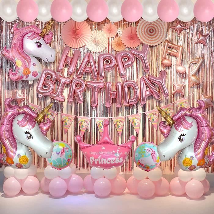 Decoration De Fete D Anniversaire Licorne Pour Fille Lot De 75 Ballons Pour Fete A Theme De Votre Enfant Cdiscount Maison