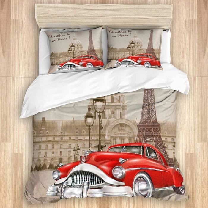 Housse de Couette, France Paris Vintage Retro Background 240x260cm[199
