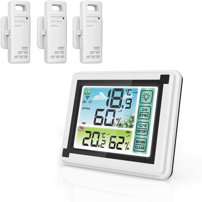Station Météo Sans Fil - Écran LCD 7" Couleur - Capteurs Int/ext - Appli WiFi - Noir