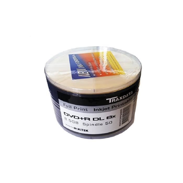 DVD+R 8 5GB 8X Double Couche Imprimable 50 pièces en cakebox