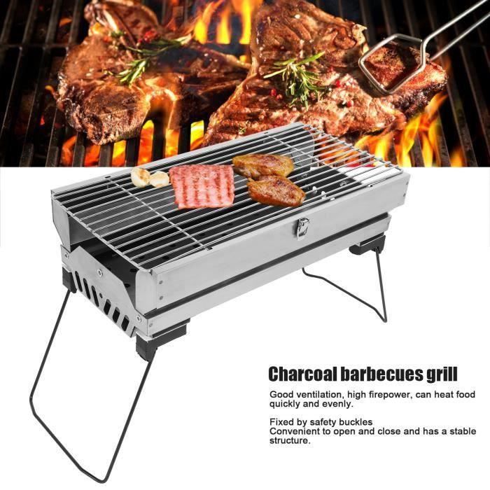 Mini Barbecue Portable En Aluminium - Petit Gril à Charbon 17x17x17 Cm Avec Couvercle Et Pince - Idéal Pour Pique-nique Et Camping