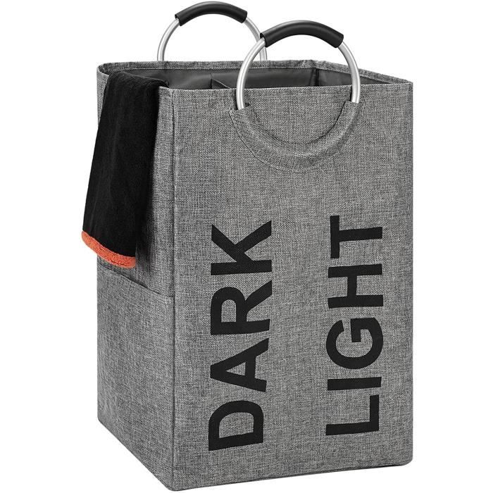 Paniers à Linge Pliable 90L DOKEHOM – Sac à Linge Oxford 600D Étanche, Poignées Aluminium, Gris, Grande Capacité