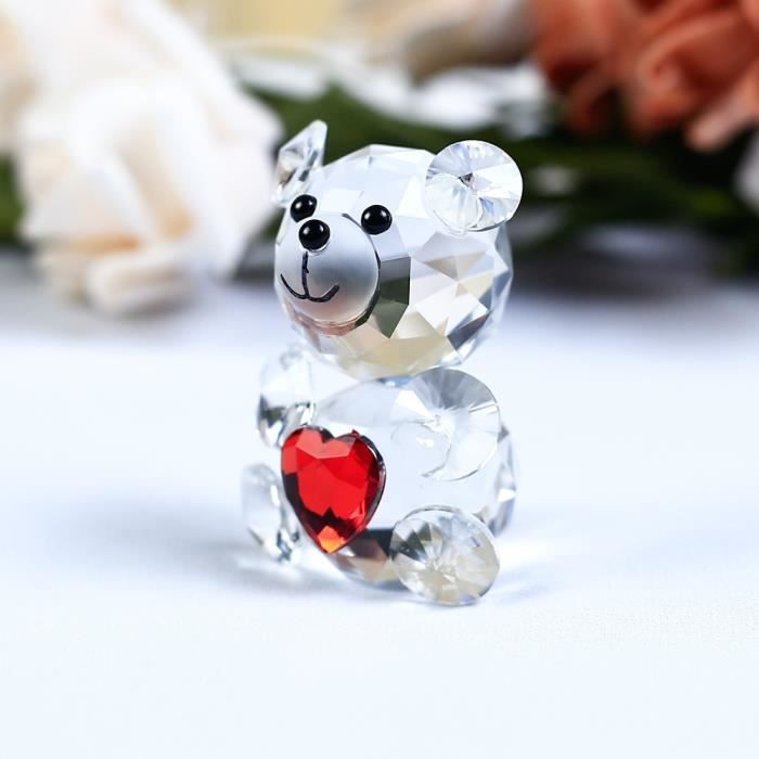 Statue deco,Figurine ours en cristal en forme de cœur,1 pièce,ornement en  verre,Animal Miniature,amour,cadeaux - Type Red heart - Cdiscount Maison