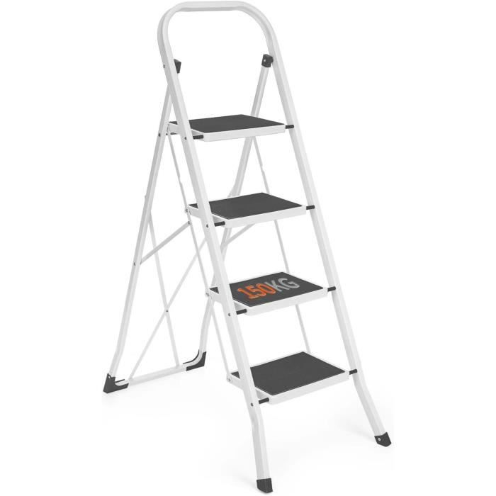Chaise Et Tabouret De Bureau Marches Aluminium Noir Léger Pliable Large