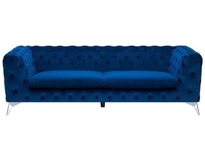 Beliani - Canapé Chesterfield en velours bleu foncé SOTRA