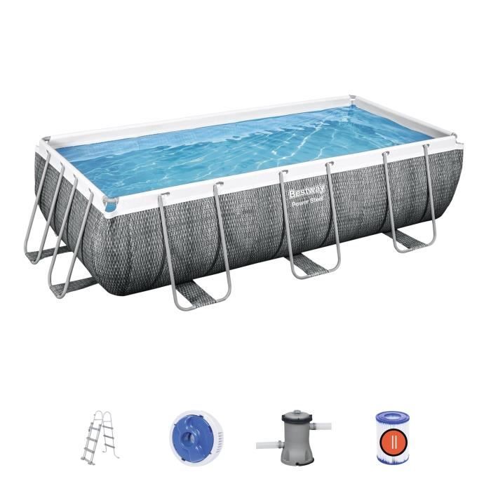 Kit Piscine hors sol tubulaire BESTWAY Power Steel 404 x 201 x 100 cm - Rectangulaire (Avec filtre à